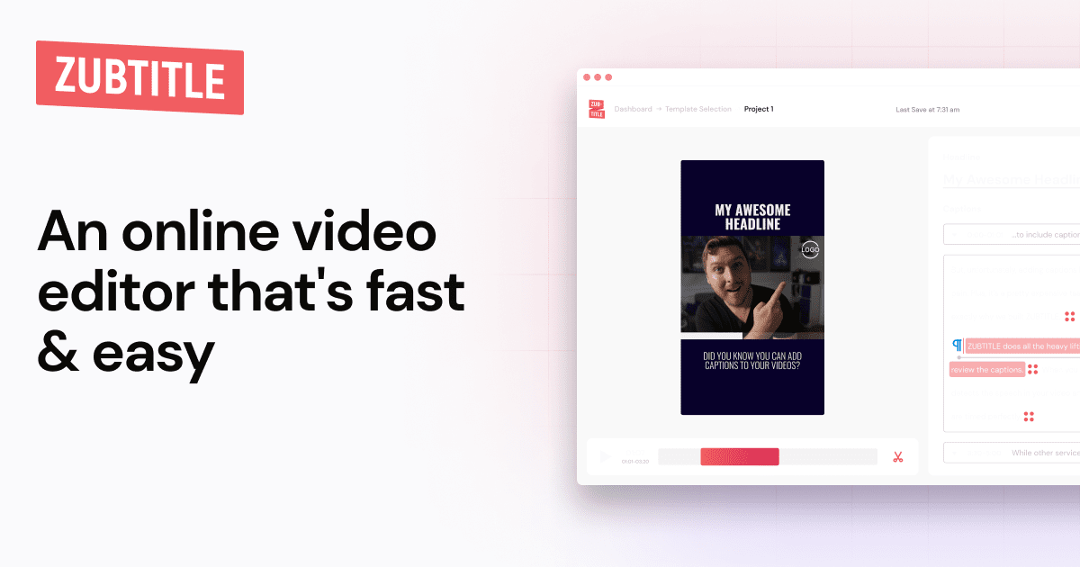 Online Video Editor (FREE + EASY!) Zubtitle